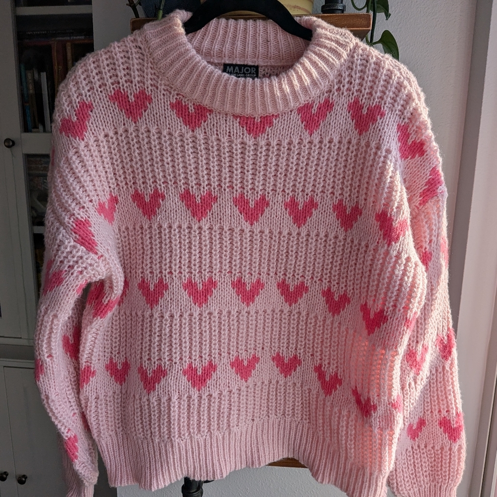 💖 Major Major Pink Chunky Heart Knit Sweater 💖